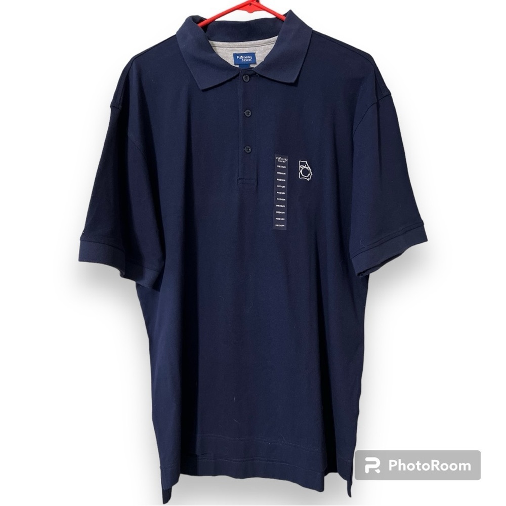 Palmetto Moon mens medium navy polo Georgia golf shirt short sleeve new casual